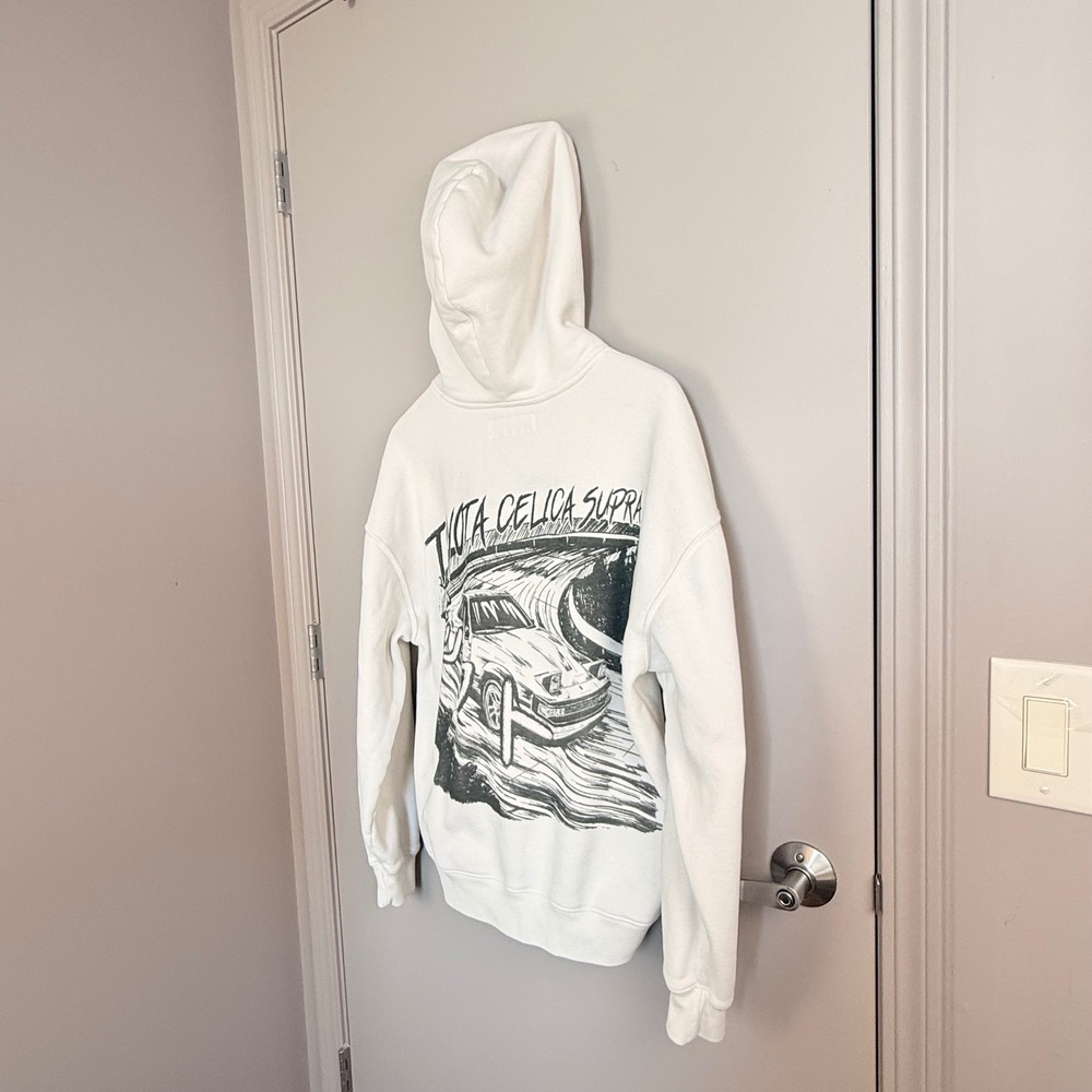 Hollister Toyota Celica Supra Graphic Hoodie White Boxy Fit Mens Medium JDM Car - Picture 12 of 12